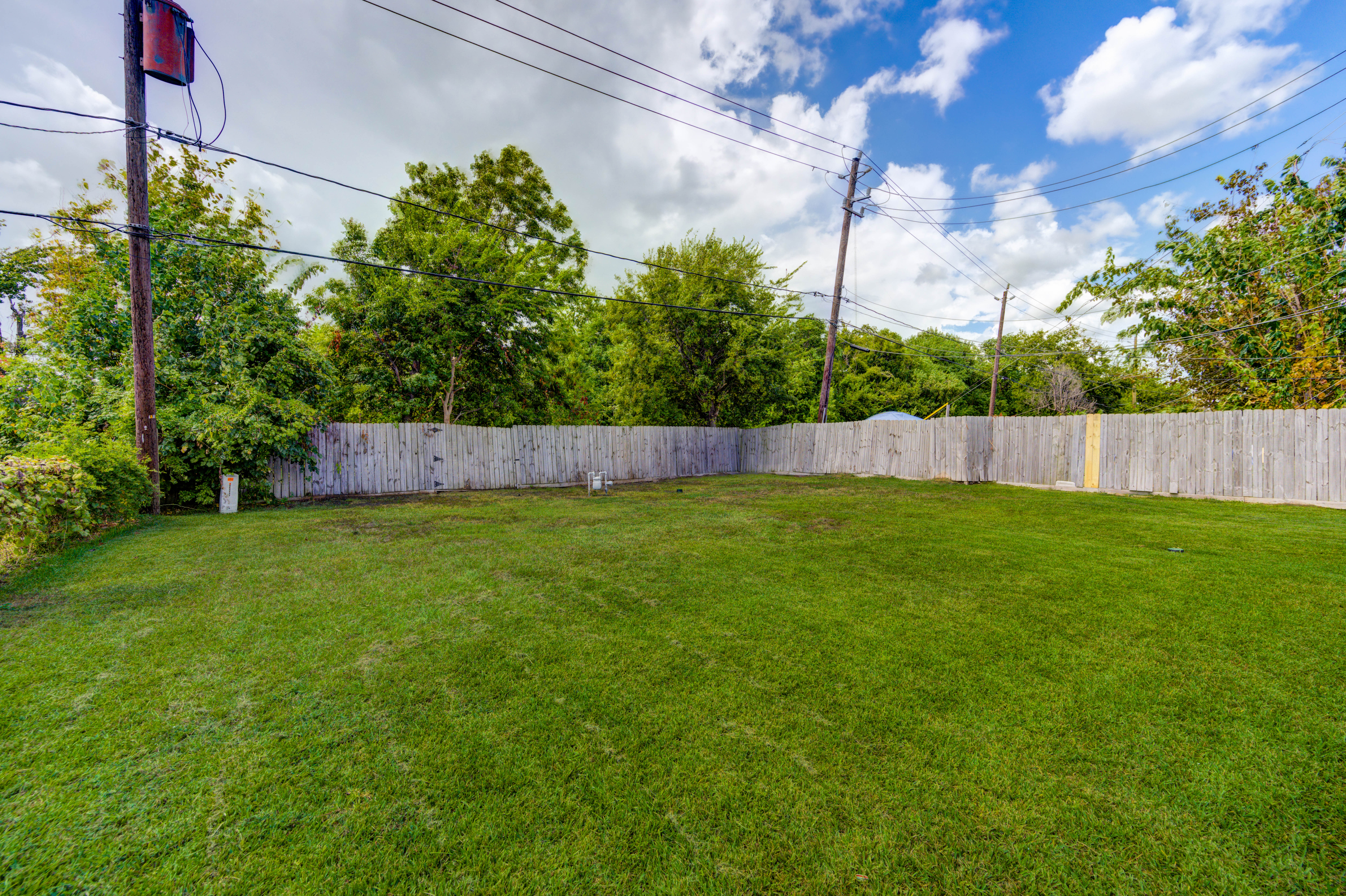 Expansive fenced backyard