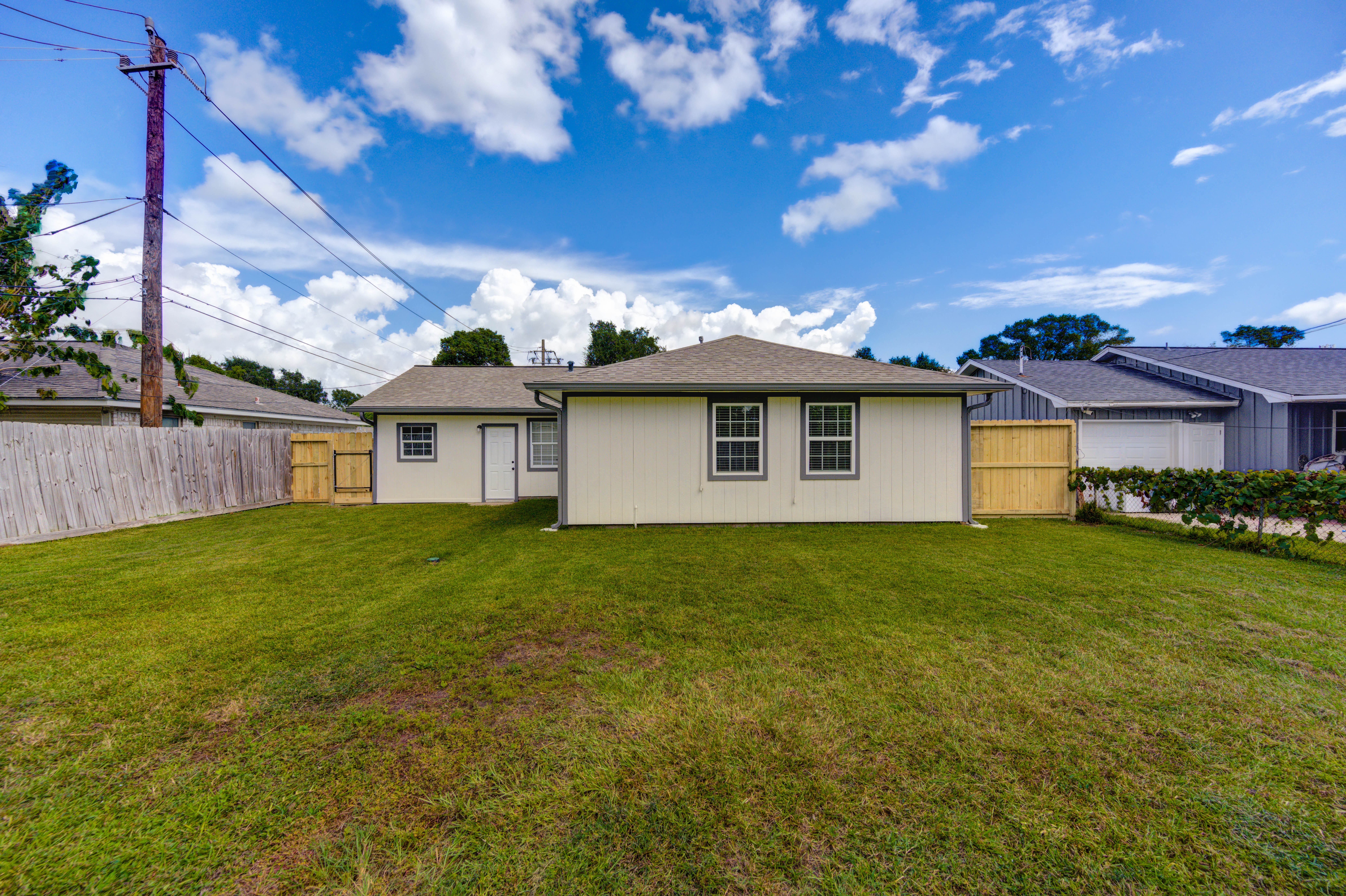Wide view of the backyard
