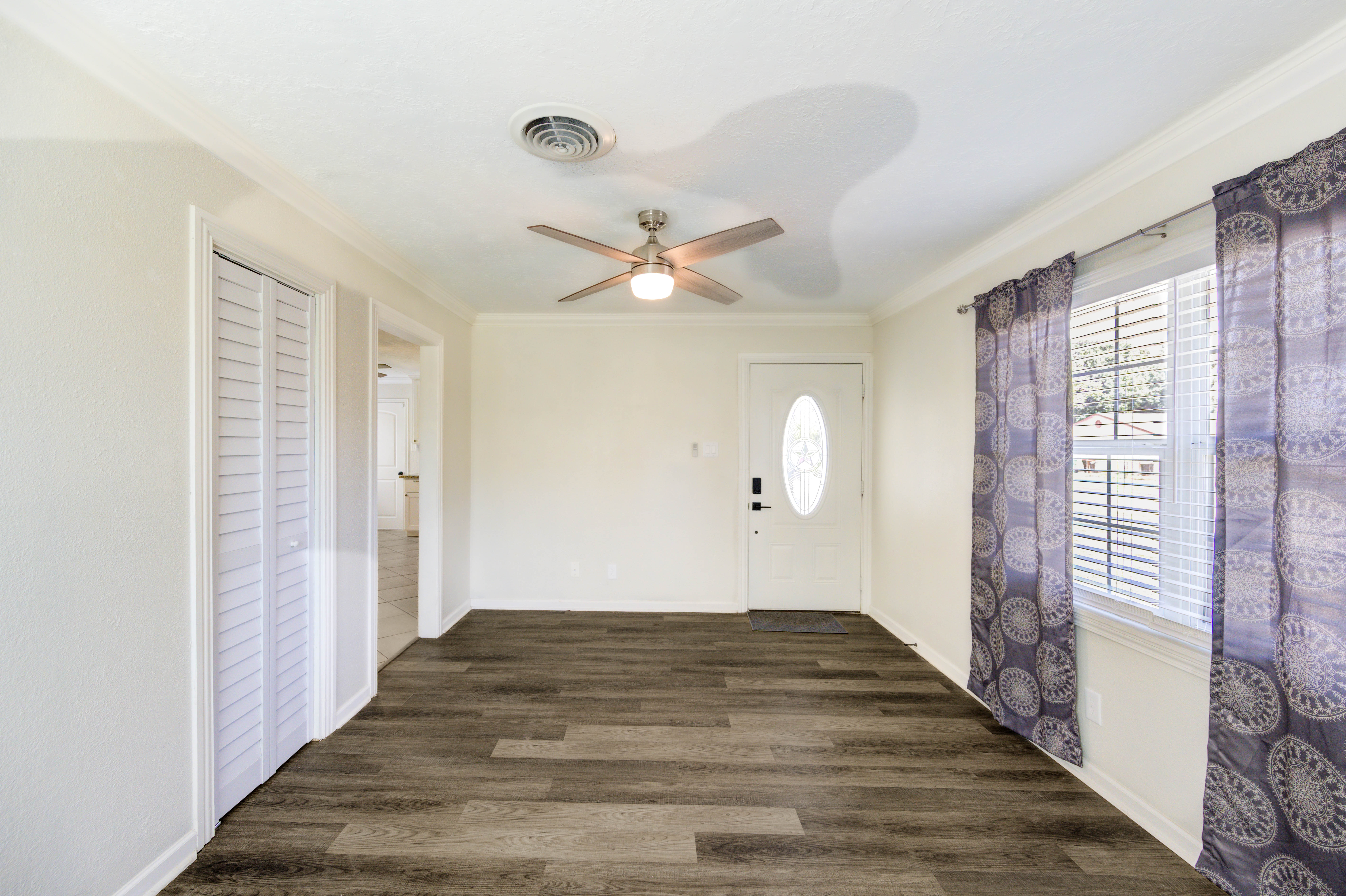 Living room with front-facing window