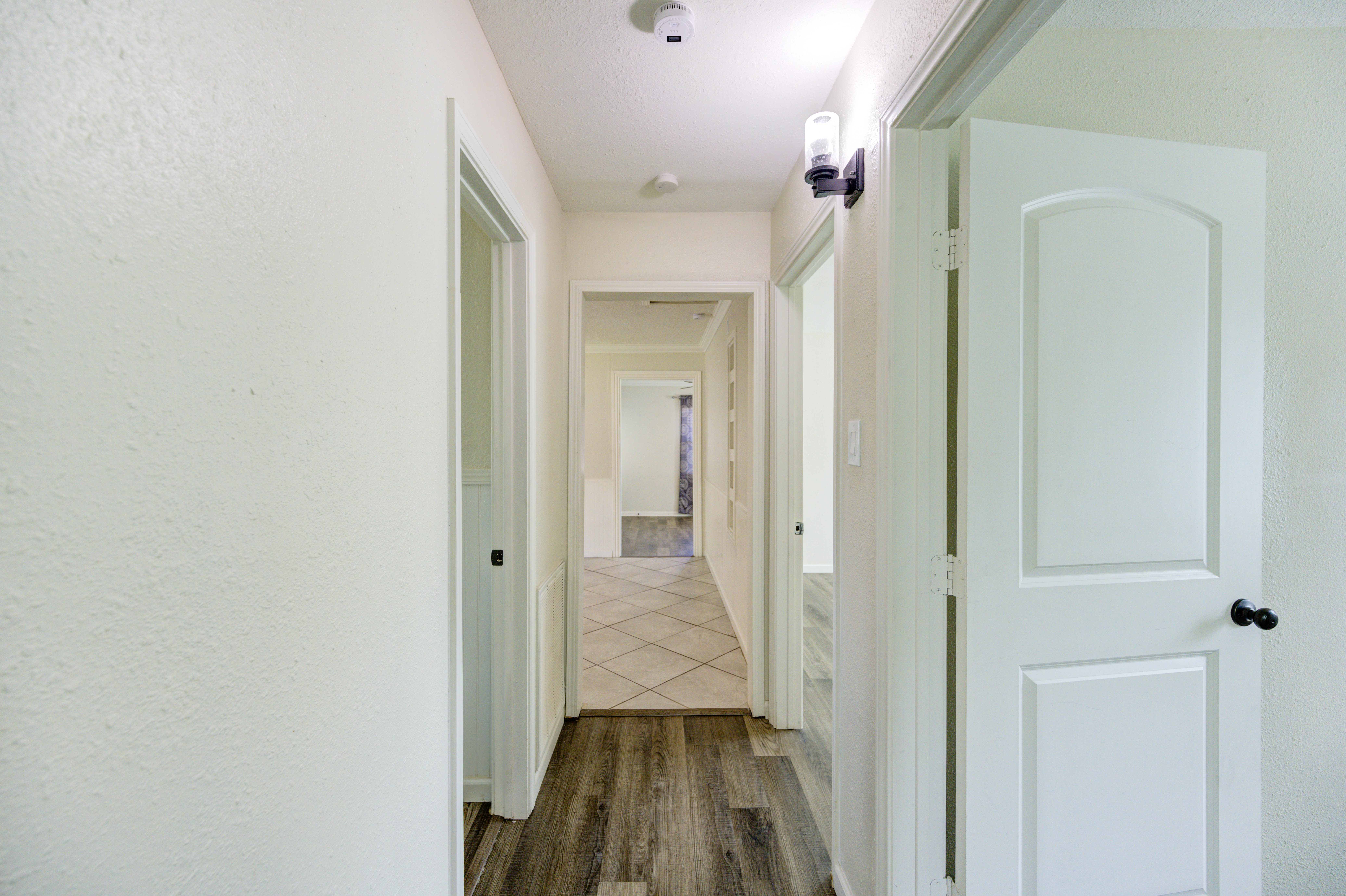 Hallway connecting the living and bedroom areas