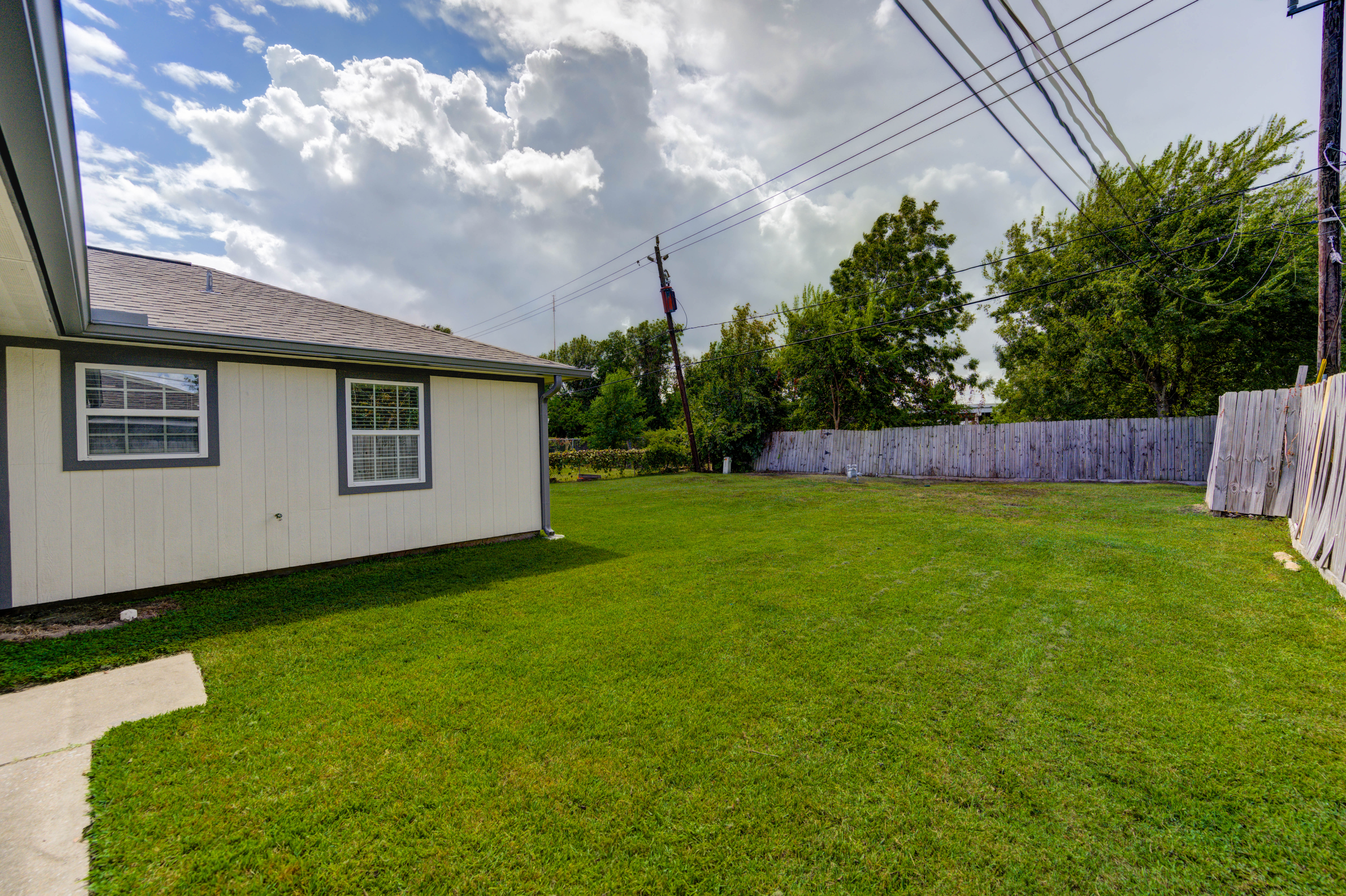 Large fenced backyard